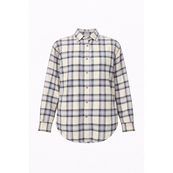 Levi Strauss Silver Tab Tops - Levi Strauss Silver Tab‎ Plaid Flannel Shirt Womens Size S Cream Oversized